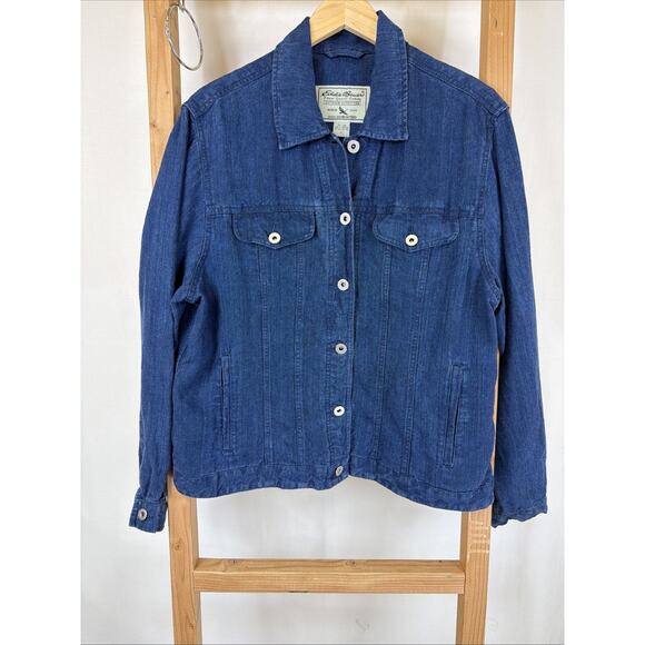 Eddie Bauer Vintage 80's - 90's Button Up Linen Jacket #1238 Size LARGE
